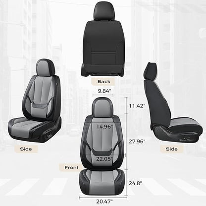 Coverado Seat Covers, Car Seat Covers Front Seats, Car Seat Cover, Car Seat Protector Waterproof, Car Seat Cushion Leather, Seat Covers Carseat Cover Universal Fit for Most Cars Black-Gray - Image 5