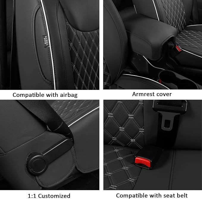 GIANT PANDA Wrangler JK Seat Covers Custom Fit for Jeep Wrangler,Premium Waterproof Faux Leather, 2013 2014 2015 2016 2017 JK 4 Door Full Set (Black&Gray) - Image 5