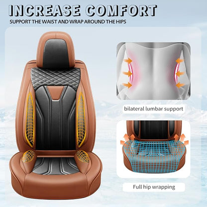 Fit Corolla Premium Leather Car Seat Covers for Toyota Corolla 2000-2025 2026 - Waterproof，Breathable，All-Weather Seat Cushion Protecto & Airbag Compatible, Full Set Brown&Black - Image 7
