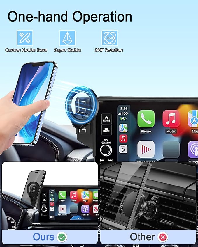 PZK Car Phone Holder for 2023-2026 Toyota BZ4X/ Subaru Solterra Accessories | Custom 8/12.3-Inch Screen Strong Magnetic MagSafe Toyota bz Car Phone Mount Fixed Clip 360° Rotation Not Affect Air Vent - Image 9