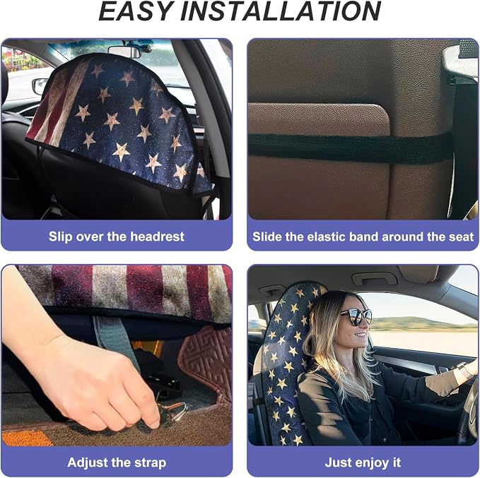 Waterproof Sweating Car Seat Cover for Post Gym Workout, Running, Swimming, Beach and Hiking, Universal Fit Non-Slip Bucket Seat Protector for Cars SUV Trucks, Machine Washable (Flag) - Image 3