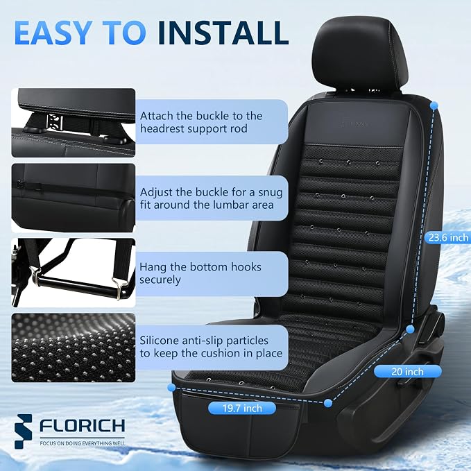 Cooling Car Seat Cover Ventilated Seat Cushion with 2 Powerful Turbo Fans 3-Speed Adjustable 12V-24V Cooling Car Seat Pad for Summer Driving Universal Fit for Car SUV Truck Van - Image 7