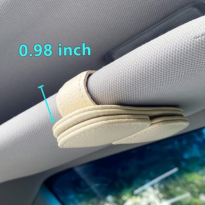 Visonx Sunglass Holder for Car Visor Clip, Magnetic Leather Eyeglass Hanger Clip for Car, Square Car Visor Accessories (White) - Image 5