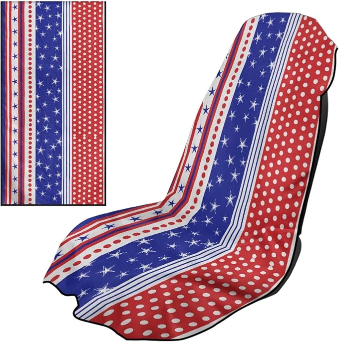 Horeset American Flag Car Seat Towel Cover Quick-Dry Star Stripes Front Car Seat Cover After Gym Sweat Automotive Seat Protector Towel Easy Fit Front Seat Cover by Horeset