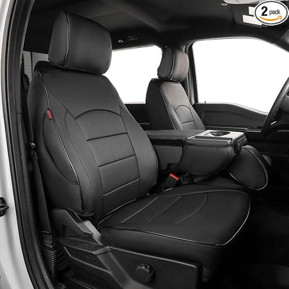 EKR F150 Seat Covers Custom Fit for (RegularCab) 2021-2026 Ford F-150 XL/XLT & 2023-2026 F250/F350/F450 XL/XLT,(First Row Only),Heavy Duty Waterproof Protection for Work Trucks,Faux Leather(Black) by EKR