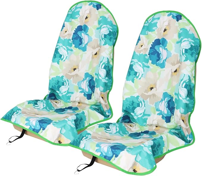 Sweat Towel Car Seat Cover Protector Front Seats for Gym Workout, Running, Swimming, Beach and Hiking, Waterproof Universal Seat Cover for Car, Trucks, Van & SUV (1, Cyan Flower, Front) by Unknown