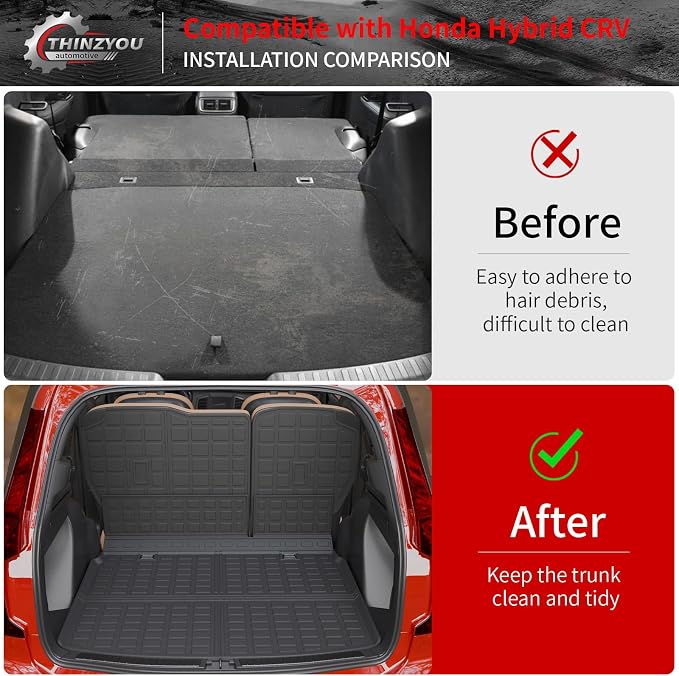 Floor Mats Set for 2023 2024 2025 2026 Honda CRV Hybrid | with Upper Deck Trunk Mat Cargo Liner TPE All Weather Back Seat Cover CR-V Accessories - Image 4
