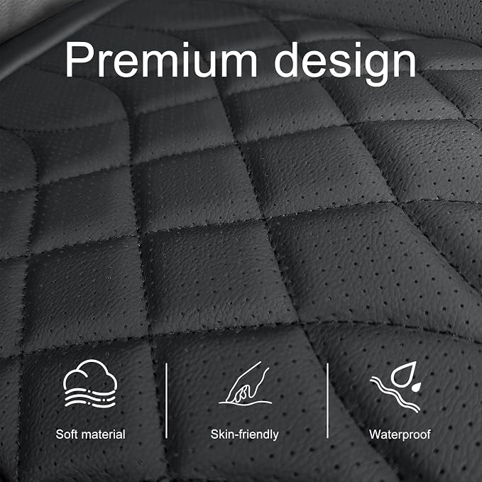 BOPUOVRE 2-Pack Leather Front Car Seat Covers | Bottom Car Seat Covers Fully Wrapped, Non-Slip and Waterproof, Fits Most Vehicles Black - Image 3