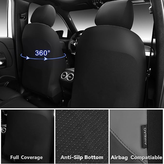 CAR PASS Memory Foam Leather Front Seat Covers, Perforated Nappa Leather Seat Covers Front Seats Universal Fit for Cars,SUV,Truck Seat Covers Thick 3D Foam Comfortable, Airbag Compatible Black Gray - Image 3