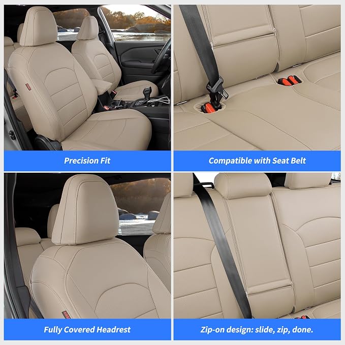 Custom Seat Covers for 2025 Subaru Forester,Rear w/No Armrest,Faux Leather | Full Set Suv Seat Cushion,Easy Installation,Factory Look,Waterproof Car Seat Protector (Beige) - Image 5
