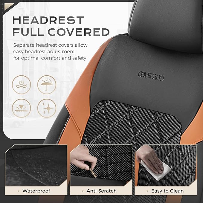 Coverado Car Seat Covers, Front Seat Covers, 2 Front Automotive Seat Cover, Mesh Breathable Seat Protectors, Universal Fit for Most Cars - Image 4