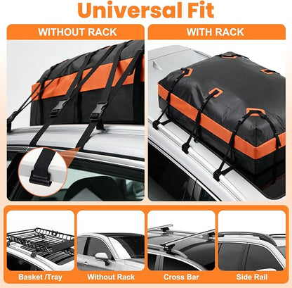 DUMOS Car Roof Bag Cargo Carrier Waterproof 20 Cubic Feet for All Vehicles | Rooftop Bag with Anti-Slip Mat, Combination Luggage Lock, Reinforced Straps & Door Hooks, Fit Vehicles with/without Roof Rack - Image 7