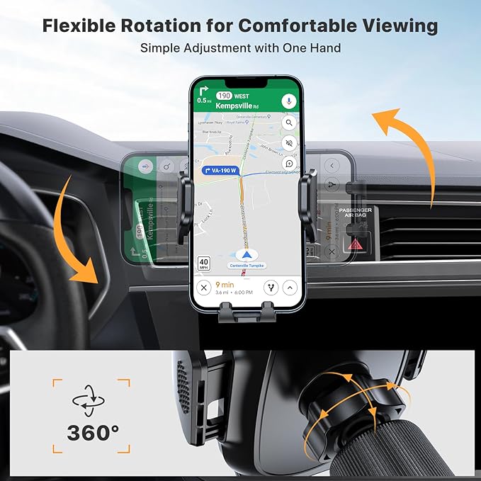 miracase Phone Holders for Your Car with Metal Hook Clip, Air Vent Cell Phone Stand Car Mount, Universal Automobile Cradle Fit for iPhone Android and All Smartphones, Dark Black - Image 5