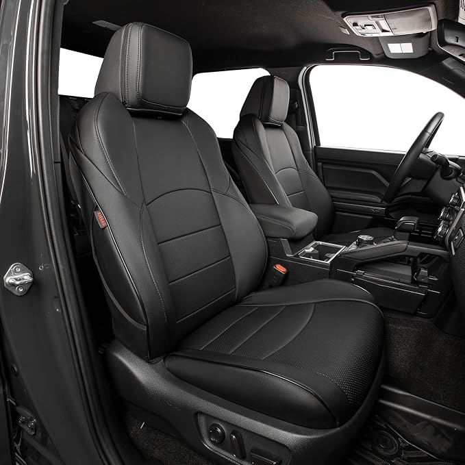 EKR Car Seat Covers Custom Fit for Toyota 4Runner(7 Seats) Full Set | for Toyota 4 Runner 2025-2026 Seat Covers for SUV,Full Wrap,Airbag Compatible,Waterproof Pet-resistant,Faux Leather(Black) by EKR