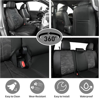 EKR Tacoma Leather Car Seat Covers Custom Fit for Toyota Tacoma 2012 2013 2014 2015 (Regular Seats) - Truck Seat Covers Full Set,Faux Leather(Black/Gray Camo A63) - Image 2