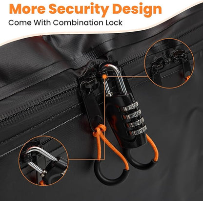 DUMOS Car Roof Bag Cargo Carrier Waterproof 15 Cubic Feet for All Vehicles | Rooftop Bag with Anti-Slip Mat, Combination Luggage Lock, Reinforced Straps & Door Hooks, Fit Vehicles with/without Roof Rack - Image 6