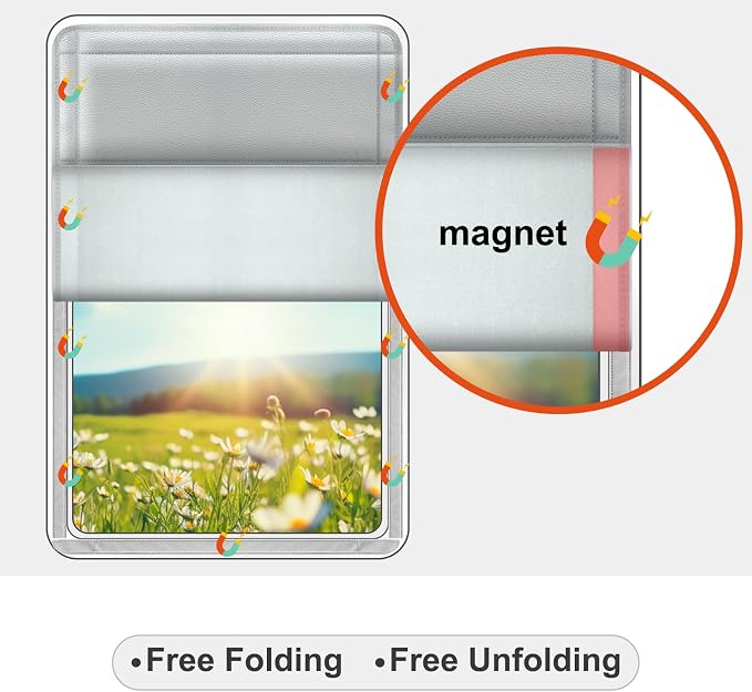 RV Door Window Shade Cover - Magnetic RV Blackout Window Cover with UV Protection and Privacy Features (25 * 16 in) Foldable Magnet Design, Waterproof Fabric, and Reflective Silver Coating - Image 2