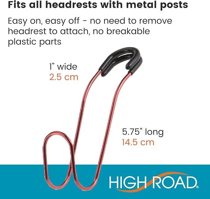 High Road Unbreakable Car Bag Hooks - Large Car Seat Hooks for Purse, Backpack, Coats, Hats and Heavy Bags up to 40 lbs - Secure Attachment Fits All Headrest Posts, 2 Pack - Image 6