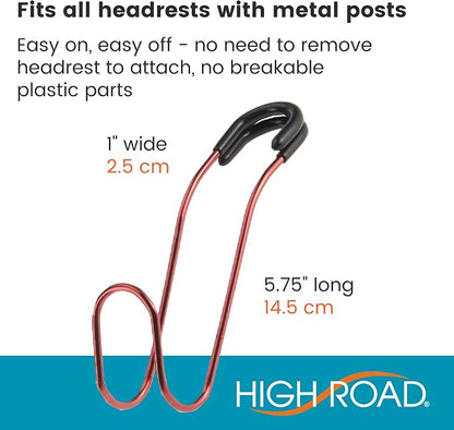 High Road Unbreakable Car Bag Hooks - Large Car Seat Hooks for Purse, Backpack, Coats, Hats and Heavy Bags up to 40 lbs - Secure Attachment Fits All Headrest Posts, 2 Pack - Image 6