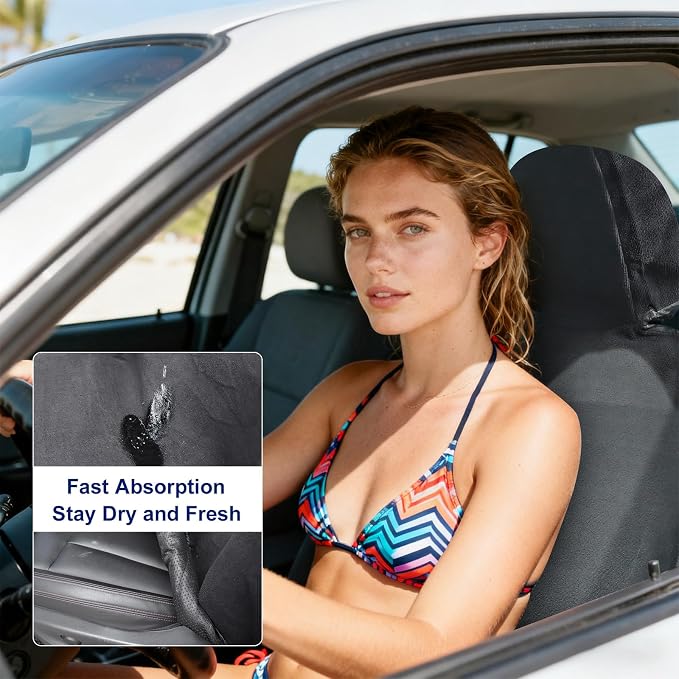 Waterproof Sweating Car Towel Seat Cover for Gym Workout, Running | Swimming, Beach and Hiking, Universal Fit Non-Slip Towel Bucket Seat Protector for Cars SUV Trucks (2 Pack) - Image 4