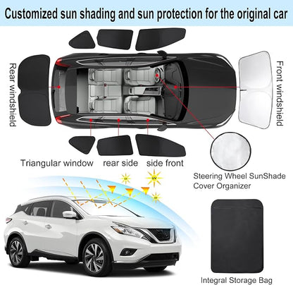 TINGLU Window Shades for Nissan Murano 2015-2024 Accessories Car Side Full Windows Rear Triangular Windshield Sun Shade Sun UV Rays & Privacy Protection for Camping,Napping,and Relaxing 8PCS - Image 3
