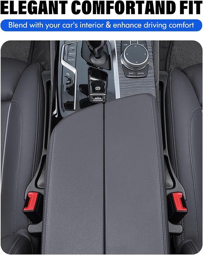 Car Seat Gap Filler, 2 Pack No-Drop Seat Side Gap Seam Filler Organizer with Phone Holder, Universal Fit Fill The Gap Between Seat and Console, Perfect for Car SUV Truck Black - Image 4