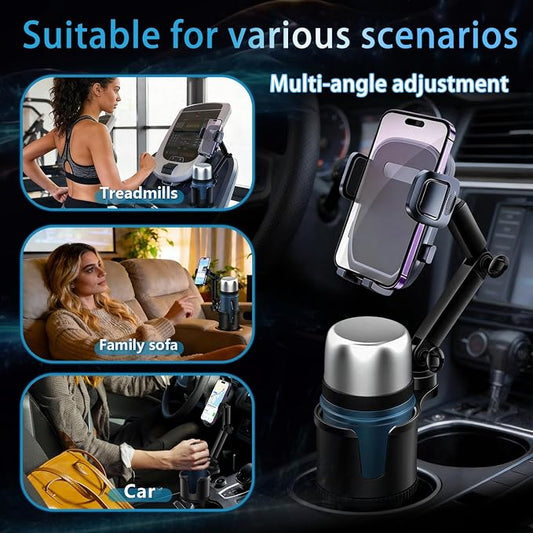 SAMPUSS 2-in-1 Phone Holders for Your Car Car Cup Holder Car Phone Holder | 360° rotation 2-in-1 function car phone mount with long arm universal smartphone phone holder car cup holder expander - Image 2