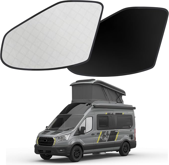 Magnetic Side Window Sun Shade for 2015-2026 Ford Transit | Aluminum Reflective Layer, UV Heat Blocking Sunshade, Includes Storage Bag, for Camper Vans & Overnight Stops (2PCS) by FomiPow%E2%80%94EmpoweringEveryCreat