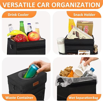 Vankor Car Trash Can with Lid Leak Proof Car Accessories for Women | 4.2 Gallon Cute Hanging Car Trash Bin for Men Car Truck Vehicle Sedan SUV Interior Automotive Garbage Cans, Black - Image 6