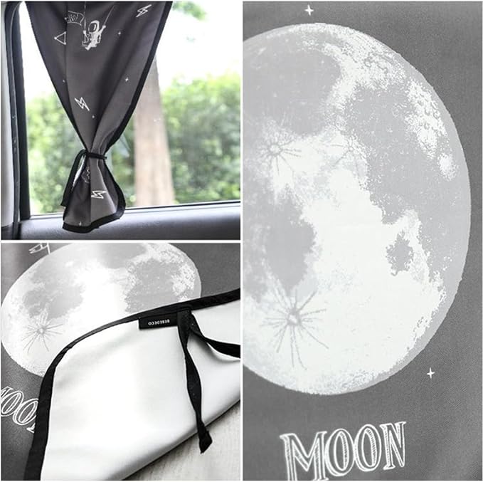 Magnetic Car Sun Shade Curtain for Side Window – Sun Blocker and UV Protector for Baby, Kids, and Pets – Universal Fit with Built-in Magnets for Steel-Framed Door (Moon) - Image 5