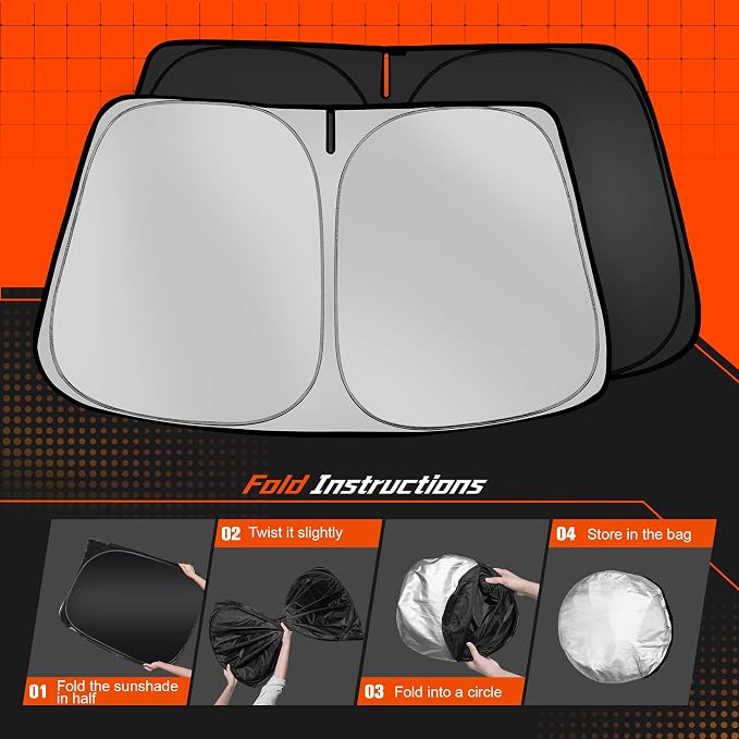 Custom Fit Windshield Sun Shade for Genesis GV80 2021-2025 - Full Coverage, 210T Reflective Fabric, Double-Layer Design - Blocks 99% UV Rays, Keeps Car Cool, Easy to Install and Store - Image 6