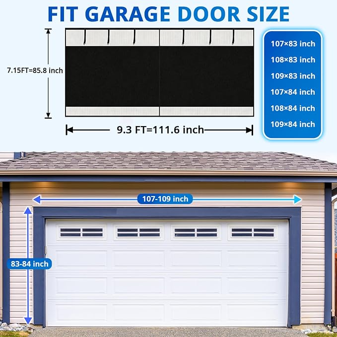 FEGO Privacy Garage Door Screen for 1 Car Garage 9x7FT, Blackout Magnetic Screen Door Self Sealing & Pet and Kid Friendly, Heavy Duty Weighted Bottom, Breeze in, Easy Assembly&Pass for Garage/Patio - Image 4