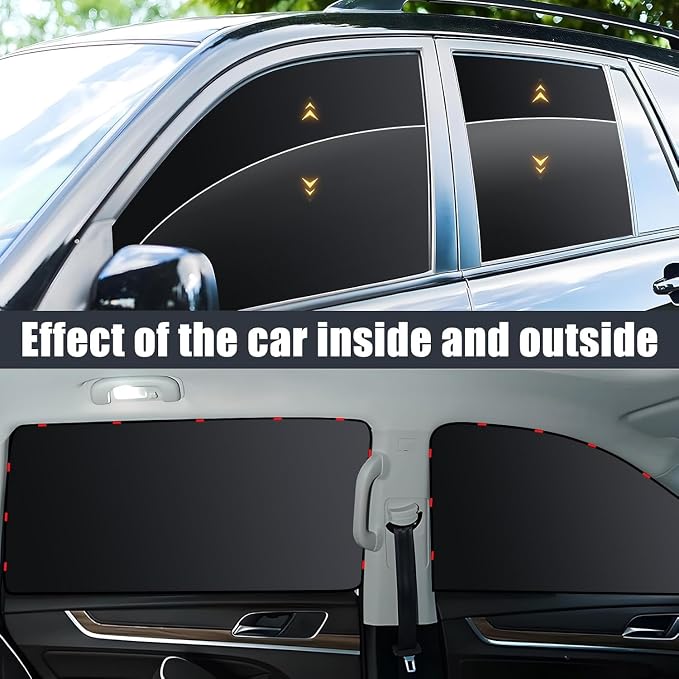 ZATOOTO Magnetic Car Window Shades for Side Window Sun Shade, Full Blackout | 4 Pack Car Privacy Curtains, Heat Insulation, UV‑Block, Metal Frame Fit, Great for Travel, Camping - Image 2
