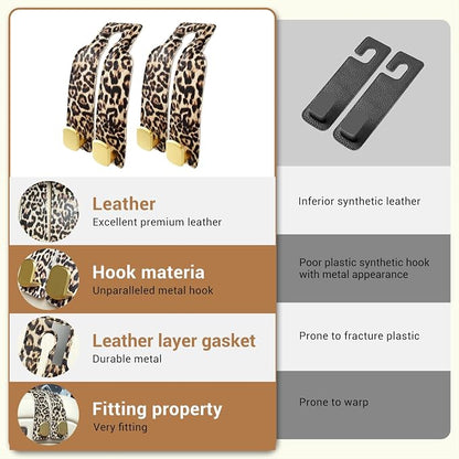 2 Pack Purse Hook for Car Headrest, Car Seat Back Storage Hook for Purses and Bags, Car Back Seat Headrest Purse Holder, Hanger Storage Organizer (Leopard) - Image 5