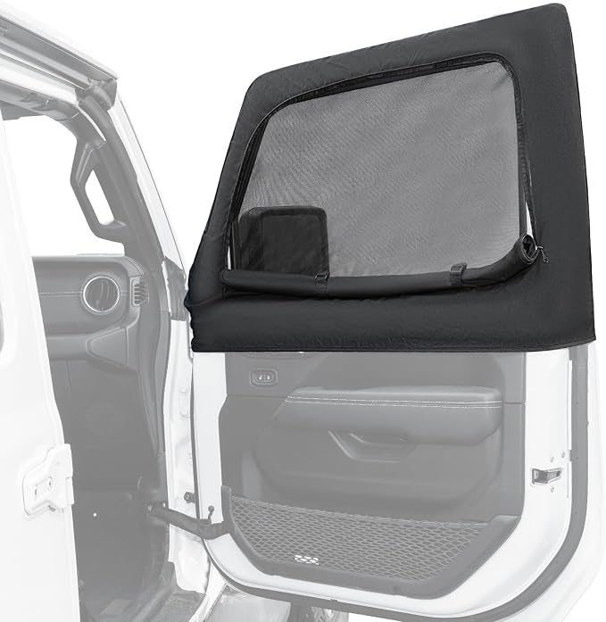 JOYTUTUS Front Wrangler Side Window Sun Shade Camping Window Insect Screen Compatible with Wrangler JK JL Gladiator JT 2007-2026, Car Window Covers for Privacy Blackout 2 Pcs by JoyTutus