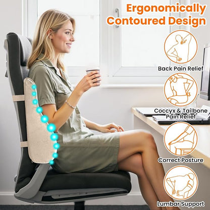 CloudBliss XL Lumbar Support Pillow, Memory Foam for Office Chair, Khaki | Ergonomic High-Density Memory Foam, Adjustable Straps, Washable Mesh Cover, Lower Back Support for Office, Gaming & Car Seat - Image 7