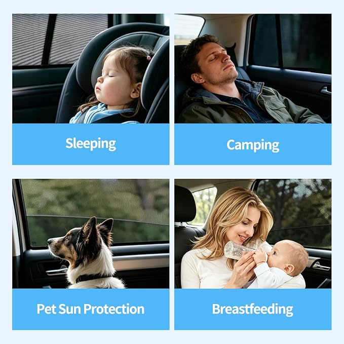 2PCS Rear Side Window Sun Shades for 2022-2026 Honda Civic | Breathable Mesh UV & Heat Blocking Privacy Rear Side Window Covers, Ideal for Baby, Travel and Camping Accessories - Image 7