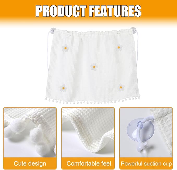 Car Side Window Sun Shade Privacy Curtain for Baby, Five Flowers | Blackout UV Protection Car Window Shades with Suction Cup for Back Seat - Cute Auto Camping Windows Screen Shades - Image 3