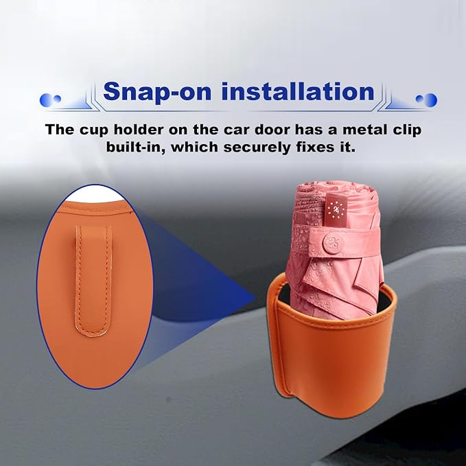 2PCS Large Car Door Cup Holder, Hanging Automotive Back Seat Bottle Holders, Waterproof Scratch-Resistant Car Window Cup Holder, Clip-On Auto Organizer Accessories for Beverage Holder(Orange) - Image 5
