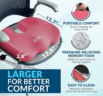 ComfiLife Doctor Recommended Seat Cushion - Premium Gel & Memory Foam Office Chair, Car Seat, Lifting Cushion - Chair Cushions for Back & Sciatica Relief - Seat Cushions for Office & Desk (Pink) - Image 6