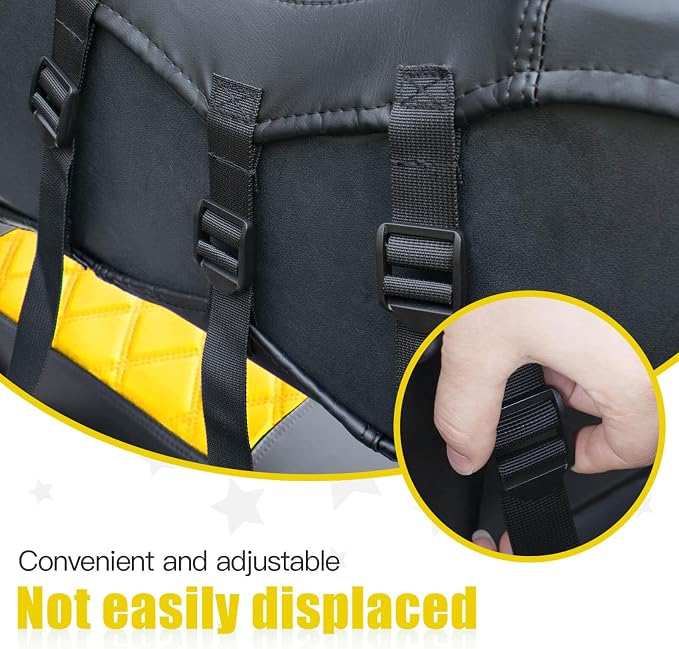 NOKINS Golf Cart Seat Covers Fits Aftermarket Standard Rear Seat Cushion | Fit for Club Car Precedent/DS/EZGO RXV/TXT/Yamaha Drive, No Stapler, Multiple Colors&Breathable (Yellow&Black) - Image 4