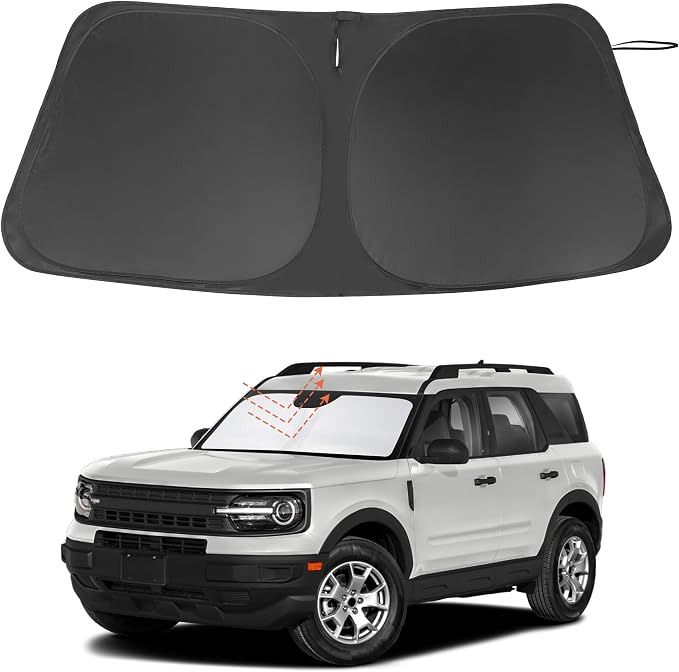 Windshield Sun Shade for 2021-2026 Ford Bronco Sport Accessories | Full covered, Foldable & Durable, Block UV Rays, Reduce Heat, Easy to install, Keep Car Cooler by LHFLIVE