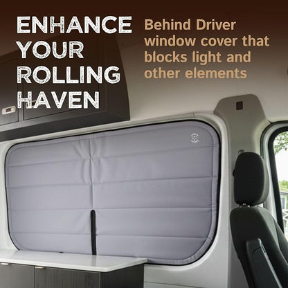Living in a Bubble Insulated Blackout Behind The Driver Window Cover for Mercedes Sprinter Van Year 2007-2026, NCV3 & VS30 (Bare Metal Frame) - Image 3