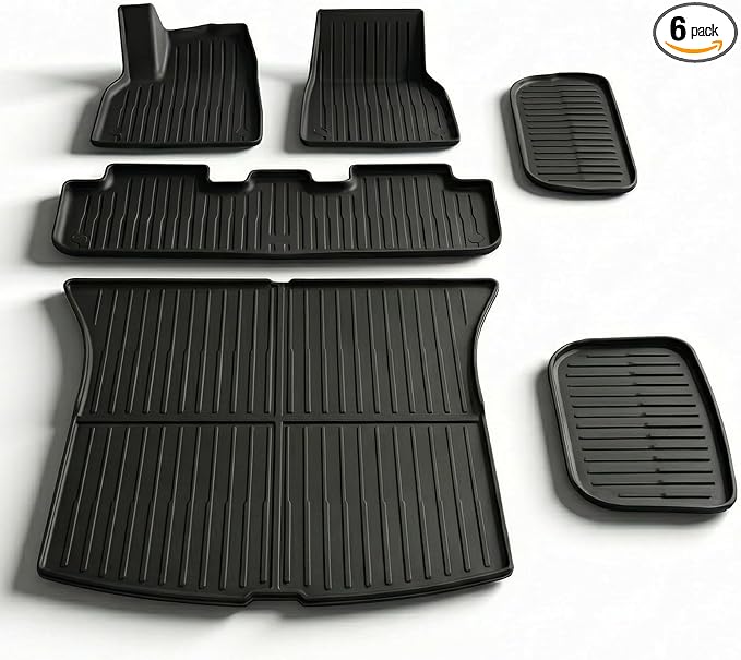 6 Pcs for Tesla Model Y Juniper Accessories 2025 2026 (Not Fit Standard) All Weather TPE Anti-Slip Floor Mats & Cargo Liner Front Frunk Rear Trunk Mats, 5-Seater by CYBERBEANS%C2%AE