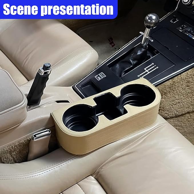 YoRise Car Cup Holder, PU Leather Automotive Cup Drink Holder, Car Seat Gap Filler Storage Box, Multifunctional Front Seat Organizer, Cell Mobile Phone Holder, Coin Bucket (Beige) - Image 6
