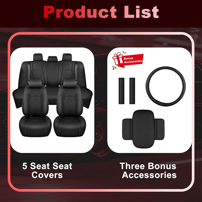 TTX LIGHTING Custom Fit Faux Leather Seat Covers for Honda Accord 2023-2025 | Original Factory Pattern Waterproof Full Set, Airbag Compatible Car Seat Protectors Complete Interior Upgrade Set - Image 2