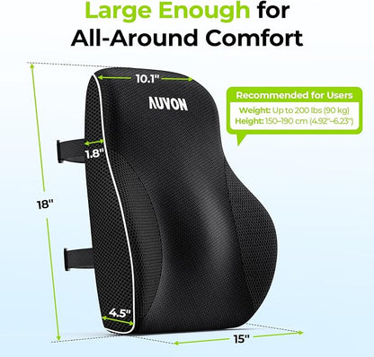AUVON Lumbar Support Pillow for Office Chair with Patented Bulge for Lower Back Support, Ergonomic Office Home Essentials Improve Posture, Memory Foam Chair Cushion with Straps for Home, Office, Car - Image 8
