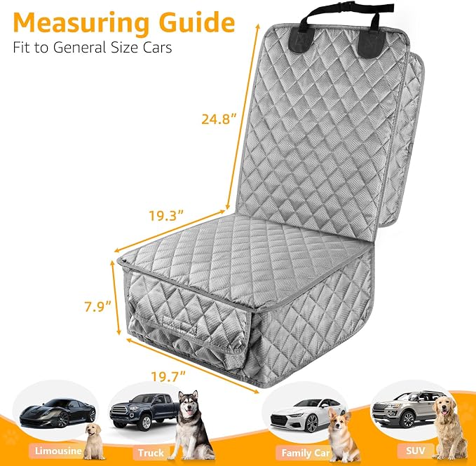 Waterproof Front Seat Car Cover 2 Pack, Full Protection | Dog Car Seat Cover with Side Flaps, Nonslip Scratchproof Captain Chair Seat Cover Fits for Cars, Trucks, SUVs, Jeep, Gray - Image 5