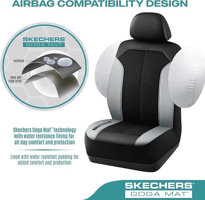 Skechers Car Seat Covers,GOGA Mat Oxford Cloth Seat Covers,Waterproof Car Seat Covers Front Seats,Automotive Universal Fit Seat Cover for Most Cars, Suvs, Trucks,Grey - Image 4
