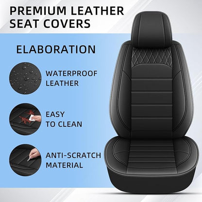Car Seat Covers Fit for Acura TSX 2009-2014 Front Set | Faux Leather Waterproof Automotive Seat Protectors,Compatible with Airbags,Easy to Install,2 Seats Black - Image 4